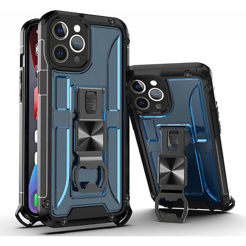 Funda Uso Rudo incorporado con destapador para Iphone 13 Verde 1pz Mas Mica 9D