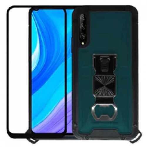 Funda Uso Rudo incorporado con destapador para Huawei Y9s  Verde 1pz Mas Mica 9D