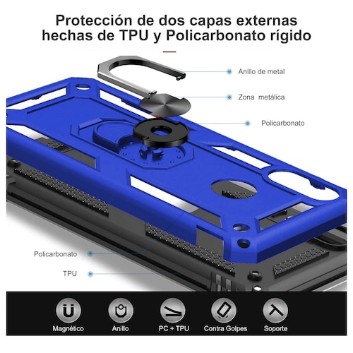 Funda Uso Rudo Anillo Para Huawei Nova Y70 Azul