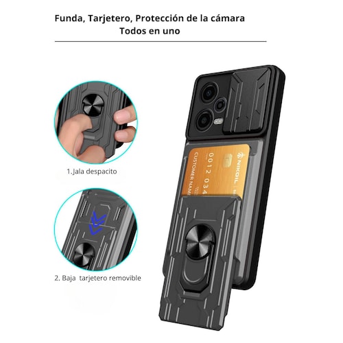 Funda con Anillo y Tarjetero Card Slot Bumper para Moto G14