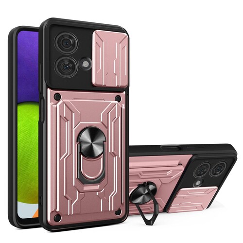 Funda con Anillo y Tarjetero Card Slot Bumper para Moto Edge 40 Neo