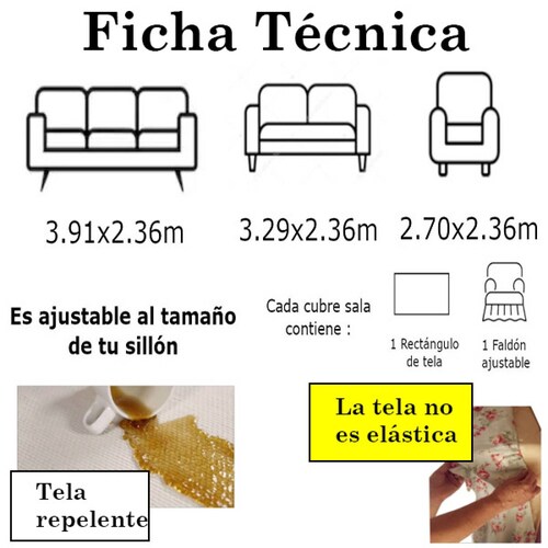 Cubresalas | Fundas Para Sillones | Juego Completo Naranja