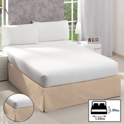 Rodapie De Cama Matrimonial Beige Concord | Faldón Para Colchón