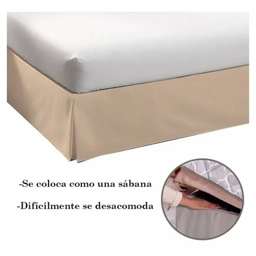 Rodapie De Cama Matrimonial Beige Concord | Faldón Para Colchón