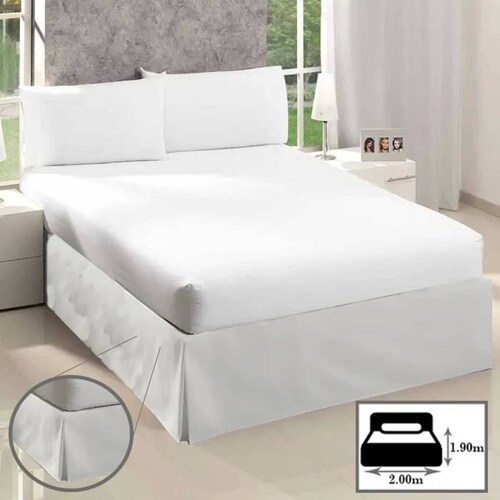Rodapie De Cama King Blanco Concord | Faldón Para Colchón