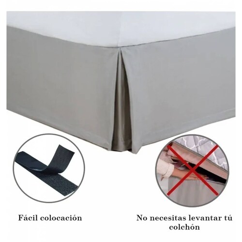 Rodapie De Cama Individual Gris Vianney | Faldón Para Colchón