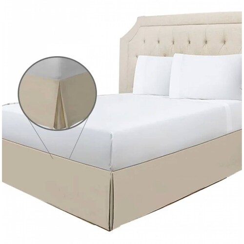 Rodapie De Cama Matrimonial Beige Vianney | Faldón Para Colchón