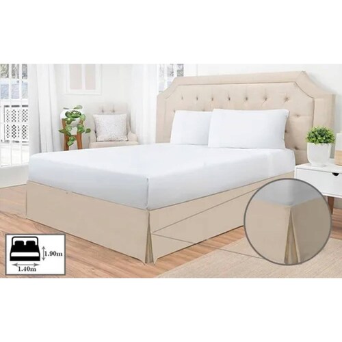 Rodapie De Cama Matrimonial Beige Vianney | Faldón Para Colchón