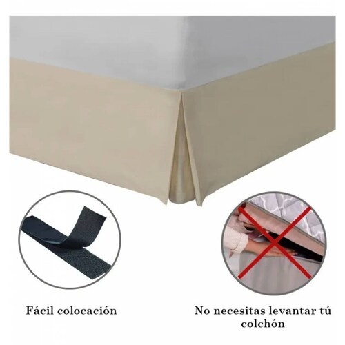 Rodapie De Cama Matrimonial Beige Vianney | Faldón Para Colchón