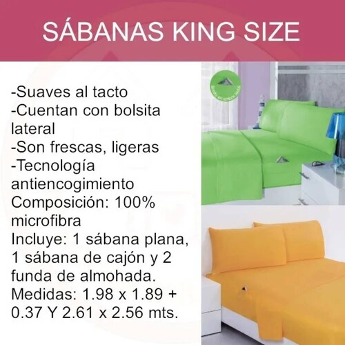 Juego De Sábanas King Size, Durables Y De Uso Rudo | Color Rojo