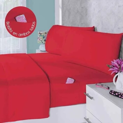 Juego De Sábanas King Size, Durables Y De Uso Rudo | Color Rojo