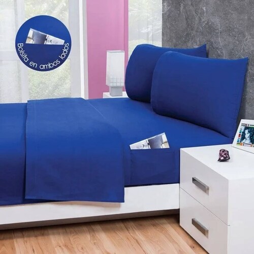 Juego De Sábanas Queen Size, Durables Y De Uso Rudo | Color Azul Rey