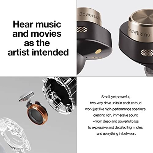 Audifonos Bluetooth Bowers & Wilkins Pi7 Hi-Fi -Dorado