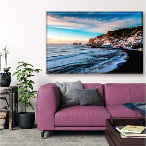 Cuadro Canva Decorativo Playa De Arena Negra 90X60 cm