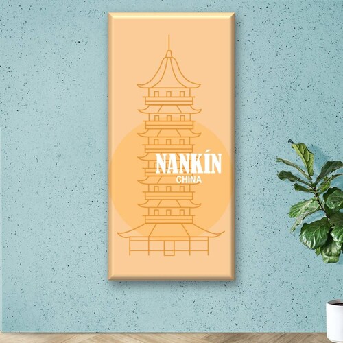 Cuadro Canva Decorativo Nankín China Ilustración 50X100 cm