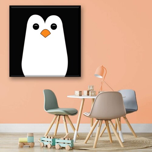 Cuadro Canva Decorativo Pinguino Ilustración 80X80 cm