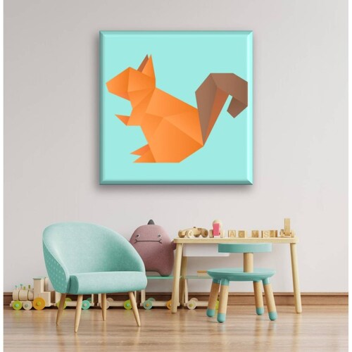 Cuadro Canva Decorativo Ardilla Origami 80X80 cm
