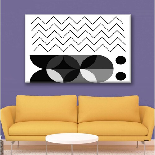 Cuadro Canva Decorativo Lienzo Formas Blanco Negro 90X60 cm