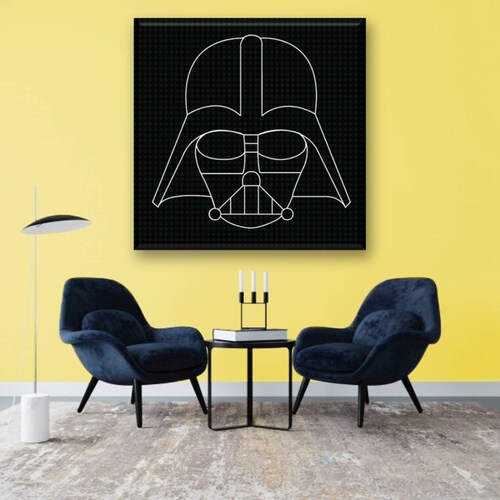 Cuadro Canva Decorativo Darth Vader Blanco Y Negro 80X80 cm