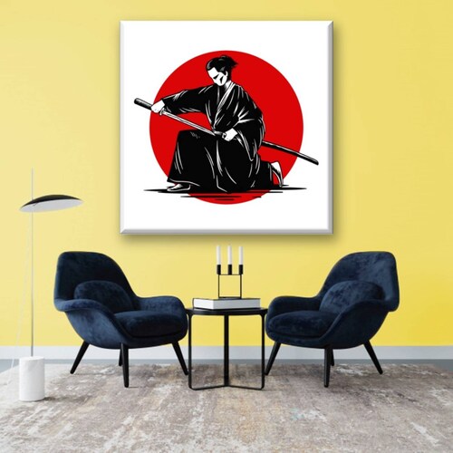 Cuadro Canva Decorativo Samurai 80X80 cm