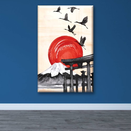Cuadro Canva Decorativo Acuarela Volcán 90X60 cm