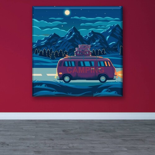 Cuadro Canva Decorativo Campamento Nocturno 80X80 cm