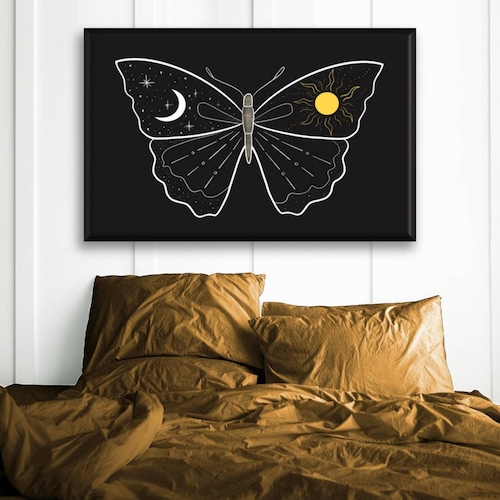 Cuadro Canva Decorativo Mariposa Cuerpos Celestes 90X60 cm