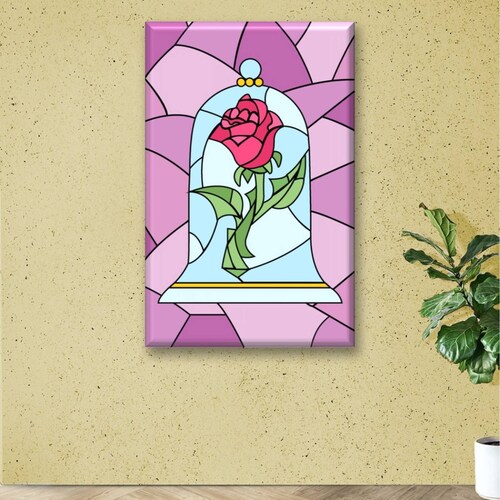 Cuadro Canva Decorativo Rosa Bella Y Bestia 90X60 cm