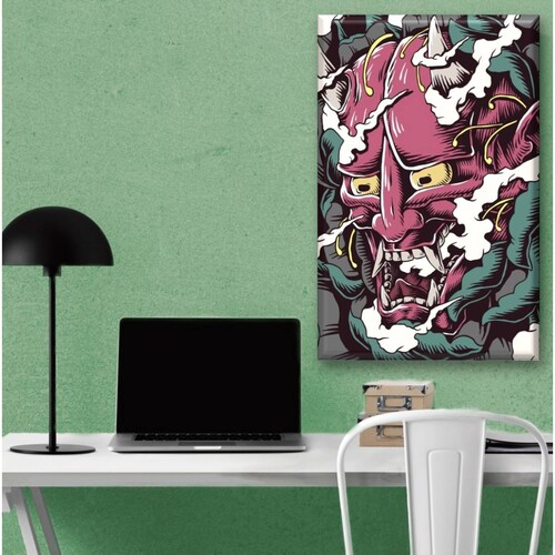 Cuadro Canva Decorativo Máscara Japonesa Diablo 90X60 cm