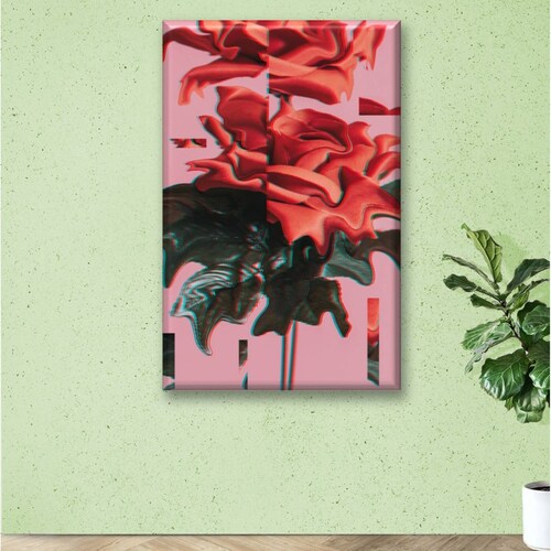 Cuadro Canva Decorativo Rosa Glitch 90X60 cm