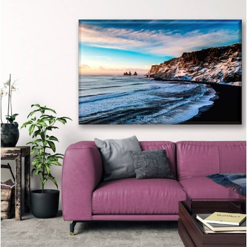 Cuadro Canva Decorativo Playa De Arena Negra 60X40 cm