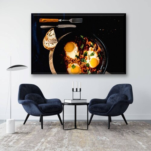 Cuadro Canva Sartén Con Huevos Estrellados 60X40 cm