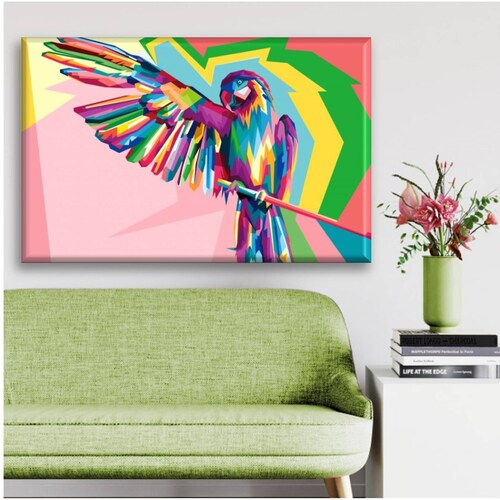 Cuadro Canva Decorativo Loro Colorido 60X40 cm