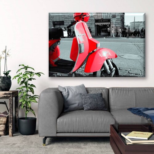 Cuadro Canva Decorativo Vespa Roja 60X40 cm