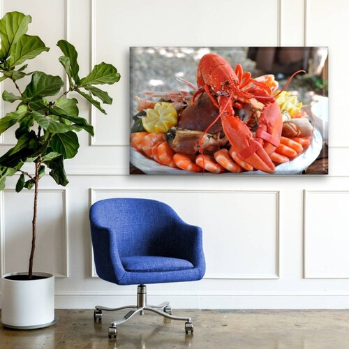 Cuadro Canva Decorativo Langosta Y Mariscos 60X40 cm