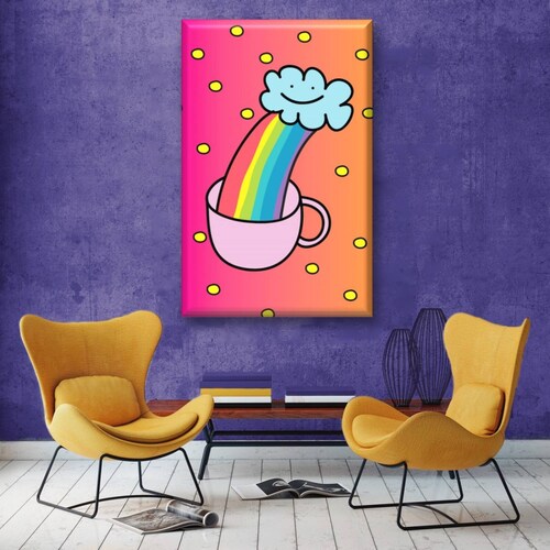 Cuadro Canva Decorativo Café Arcoiris 60X40 cm