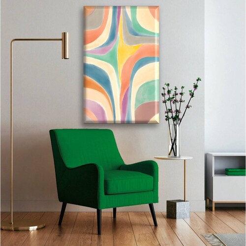 Cuadro Canva Decorativo Curvas De Colores 60X40 cm