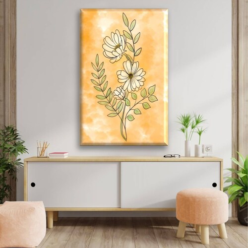 Cuadro Canva Decorativo Flores Blancas Acuarela 60X40 cm