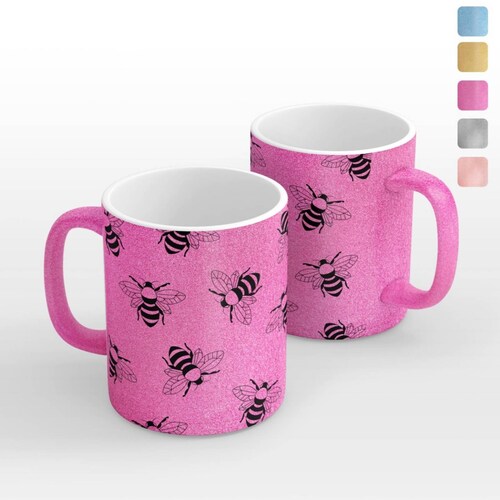 TAZA PERSONALIZADA ABEJAS MODELO GLITTER.