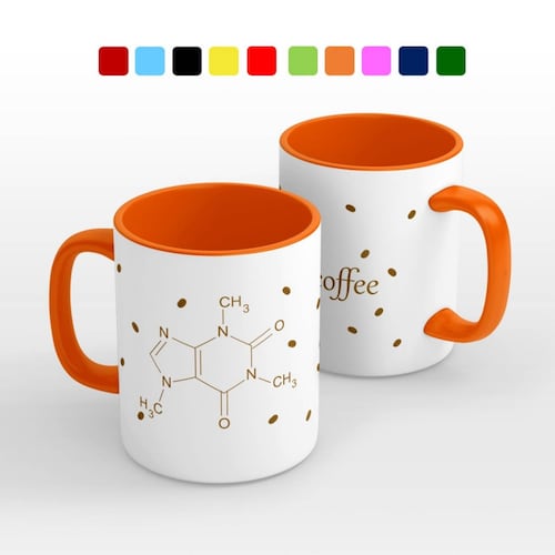 TAZA PERSONALIZADACAFEÍNA MODELO INTERIOR Y ASA DE COLOR