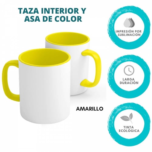 TAZA PERSONALIZADACAFEÍNA MODELO INTERIOR Y ASA DE COLOR