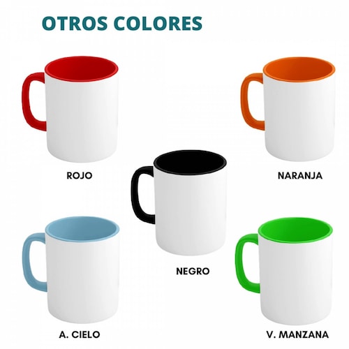 TAZA PERSONALIZADACAFEÍNA MODELO INTERIOR Y ASA DE COLOR