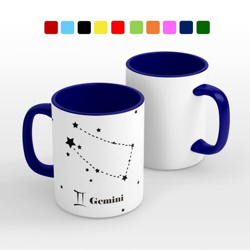 TAZA PERSONALIZADA GEMINI MODELO INTERIOR Y ASA DE COLOR.