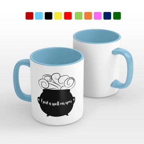 TAZA PERSONALIZADA HECHIZO MODELO INTERIOR Y ASA DE COLOR.
