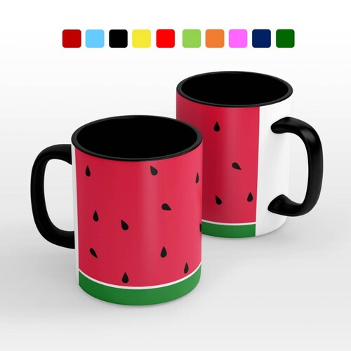 TAZA PERSONALIZADA SANDÍA MODELO INTERIOR Y ASA DE COLOR.