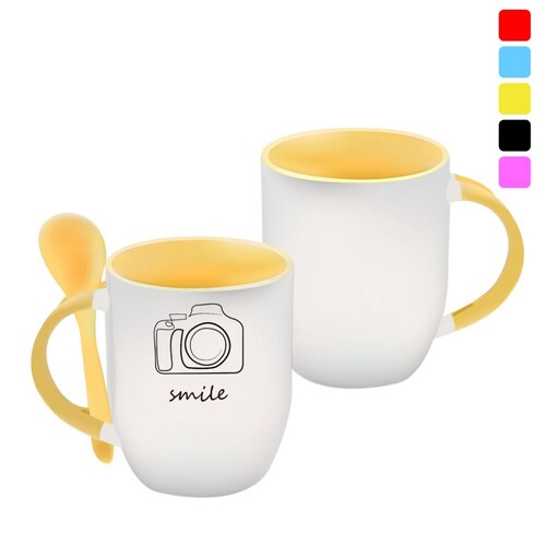 TAZA PERSONALIZADA  CÁMARA MODELO CON CUCHARA