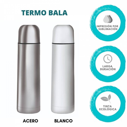 TERMO CILINDRO BALA GARY BLANCO 500 ML