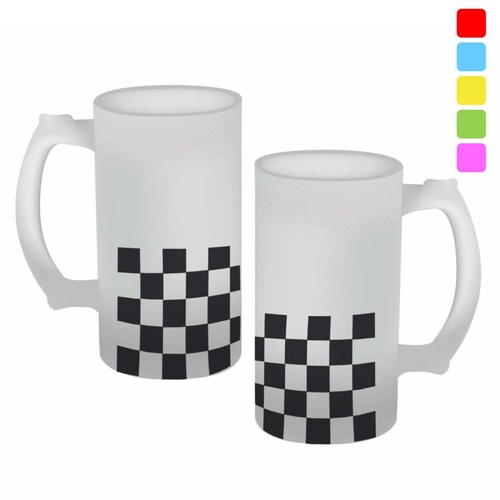 TARRO ESMERILADO PERSONALIZADO BANDERA DE CARRERAS 473 ML