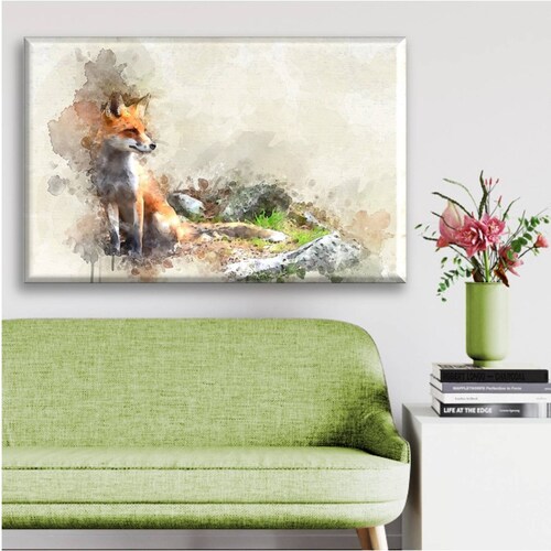 Cuadro Canva Decorativo Zorro Acuarela 60X40 cm
