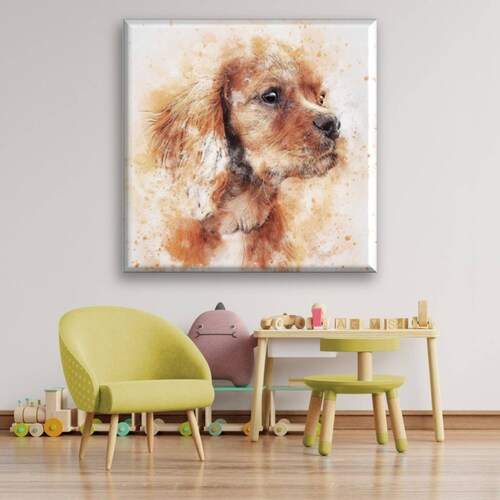 Cuadro Canva Decorativo Perro Pintado 40X40 cm